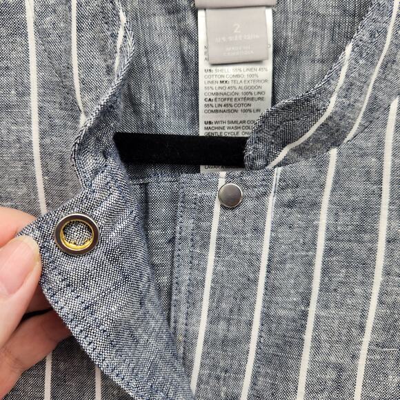 NWT Chico's Reversable Linen Indigo Stripe Jacket  Women's 2 (Large 12) - Picture 7 of 15